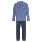 Pyjama long Christian Cane coton avec manches longues et col v bleu