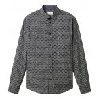 Chemise coupe droite à col français Tom Tailor en coton bleu marine imprimé géométrique