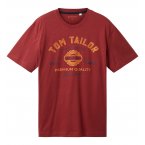 T-shirt col rond Tom Tailor en coton avec manches courtes bordeaux