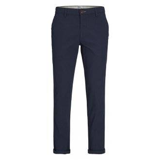 Pantalon chino avec une coupe slim Premium Marco en coton mélangé bleu marine