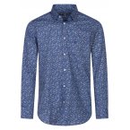 Chemise col boutonné Bande Originale en coton à manches longues bleu marine
