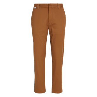 Pantalon chino coupe droite Tommy Jeans en coton biologique mélangé camel
