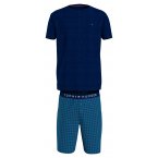 Pyjama court Tommy Hilfiger en coton en transition bleu carreaux