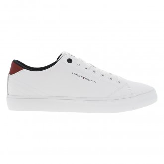 Sneakers Tommy Hilfiger en cuir blanc et rouge et à lacets