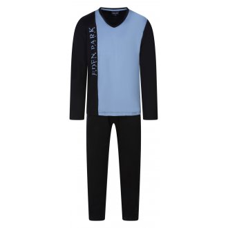 Pyjama Long Eden Park coton avec manches longues et col v nuit