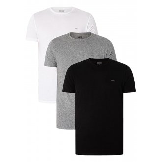 T-shirts col rond Diesel en coton avec manches courtes gris chiné, lot de 3