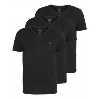 T-shirts col v Diesel en coton avec manches courtes noirs, lot de 3