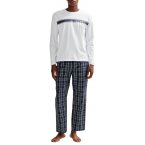 Pyjama Long Boss coton avec manches longues et col rond blanc vichy