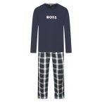 Pyjama Long Boss en coton bleu marine avec des manches longues et un col rond