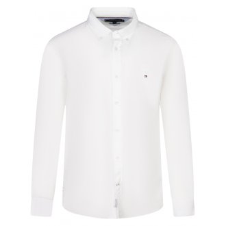 Chemise avec un col boutonné et des manches longues Tommy Hilfiger en coton blanche