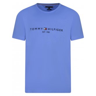 Tee-shirt avec des manches courtes et un col rond Tommy Hilfiger en coton bleu