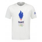 T-shirt col rond Le Coq Sportif en coton blanc