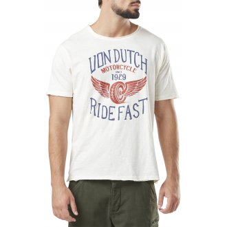T-shirt Von Dutch coton avec manches courtes et col rond blanc