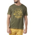 T-shirt Von Dutch coton avec manches courtes et col rond kaki