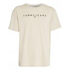 T-shirt Tommy Jeans coton avec manches courtes et col rond beige