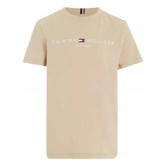 T-shirt Junior Garçon Tommy Hilfiger coton en transition avec manches courtes et col rond beige