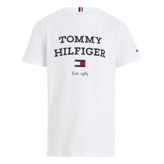 T-shirt Junior Garçon Tommy Hilfiger coton en transition avec manches courtes et col rond blanc