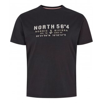 T-shirt North 56°4 Grande Taille coton avec manches courtes et col rond noir