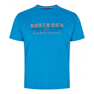 T-shirt North 56°4 Grande Taille coton avec manches courtes et col rond bleu