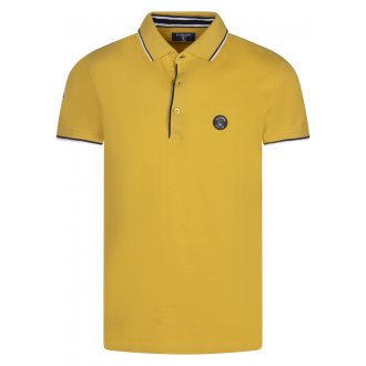 Polo avec un col boutonné et logo de la marque La Squadra en coton jaune