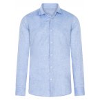 Chemise coupe ajustée et col français Bande Originale en lin et coton bleu chiné