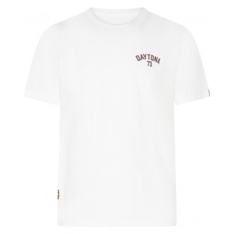 T-shirt manches courtes et col rond Daytona en coton blanc
