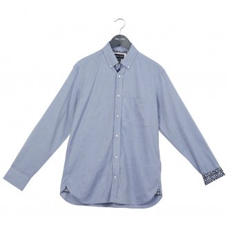 Chemise Eden Park coton avec manches longues et col boutonné bleue