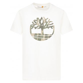 Tee-shirt à col rond Timberland en coton avec des manches courtes écru