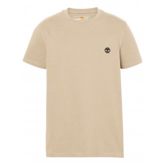 Tee-shirt à col rond Timberland en coton avec desmanches courtes beige