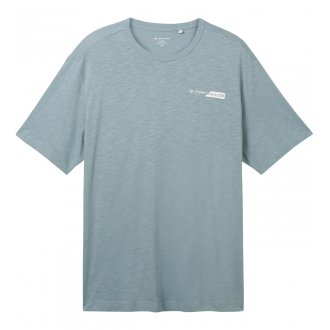 T-shirt Tom Tailor + Grande Taille coton avec manches courtes et col rond pétrole