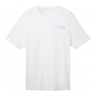 T-shirt Tom Tailor + Grande Taille coton avec manches courtes et col rond blanc
