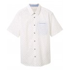 Chemise Tom Tailor coton avec manches courtes et col français blanche