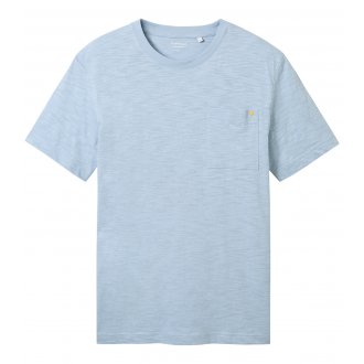 T-shirt Tom Tailor coton avec manches courtes et col rond ciel