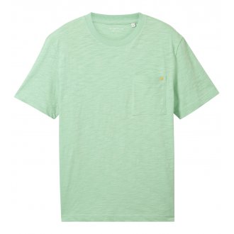 T-shirt Tom Tailor coton avec manches courtes et col rond vert