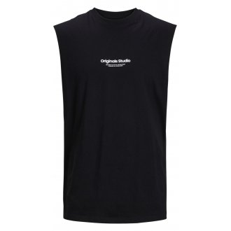 T-shirt Jack & Jones coton en transition avec sans manches et col rond noir