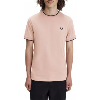 T-shirt Fred Perry coton avec manches courtes et col rond rose