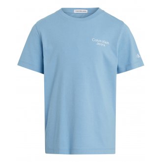 T-shirt col rond Junior Garçon Calvin Klein en coton bleu