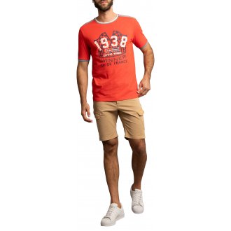 T-shirt Delahaye coton avec manches courtes et col rond rouge