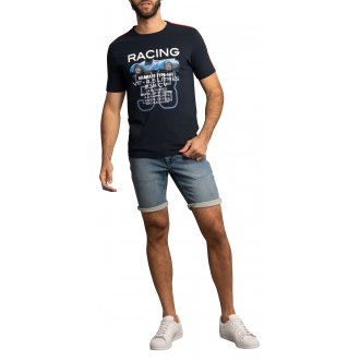 T-shirt Delahaye coton avec manches courtes et col rond marine