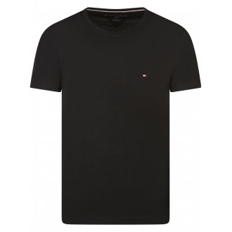 Tee-shirt avec une coupe droite et un col rond Tommy Hilfiger en coton noir