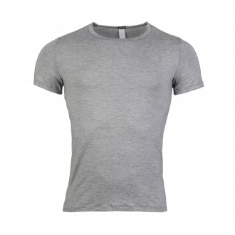 Tee-shirt col rond Hom en microfibre gris chiné