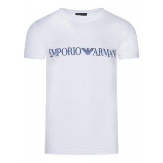 Tee-shirt col rond Emporio Armani en coton stretch blanc