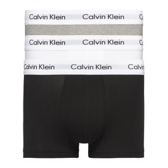 Lot de 3 Boxers Calvin Klein en coton stretch gris chiné, noir et blanc