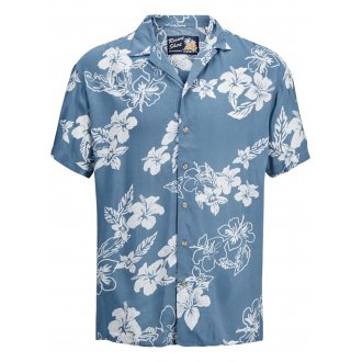 Chemise coupe cintrée Jack & Jones bleu à motifs fleurs