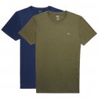 Lot de 2 t-shirts col rond Diesel en coton bleu marine et vert kaki