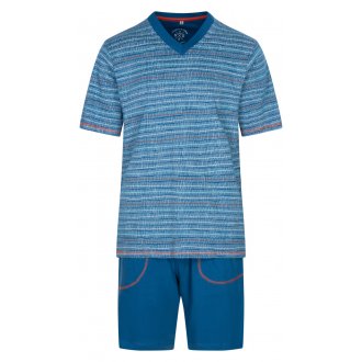 Pyjama court Christian Cane Natan en coton bleu à motif