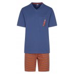 Pyjama court Christian Cane Nicola en coton bleu et orange à rayures