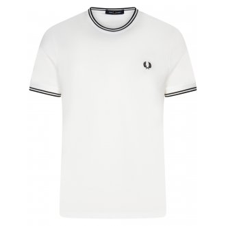 Tee-shirt col rond Fred Perry en coton blanc brodé