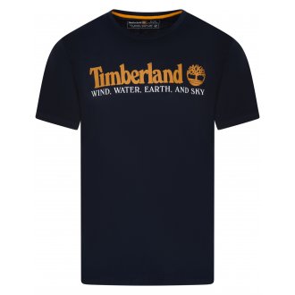 T-shirt à col rond et manches courtes coupe droite Timberland en coton bleu marine