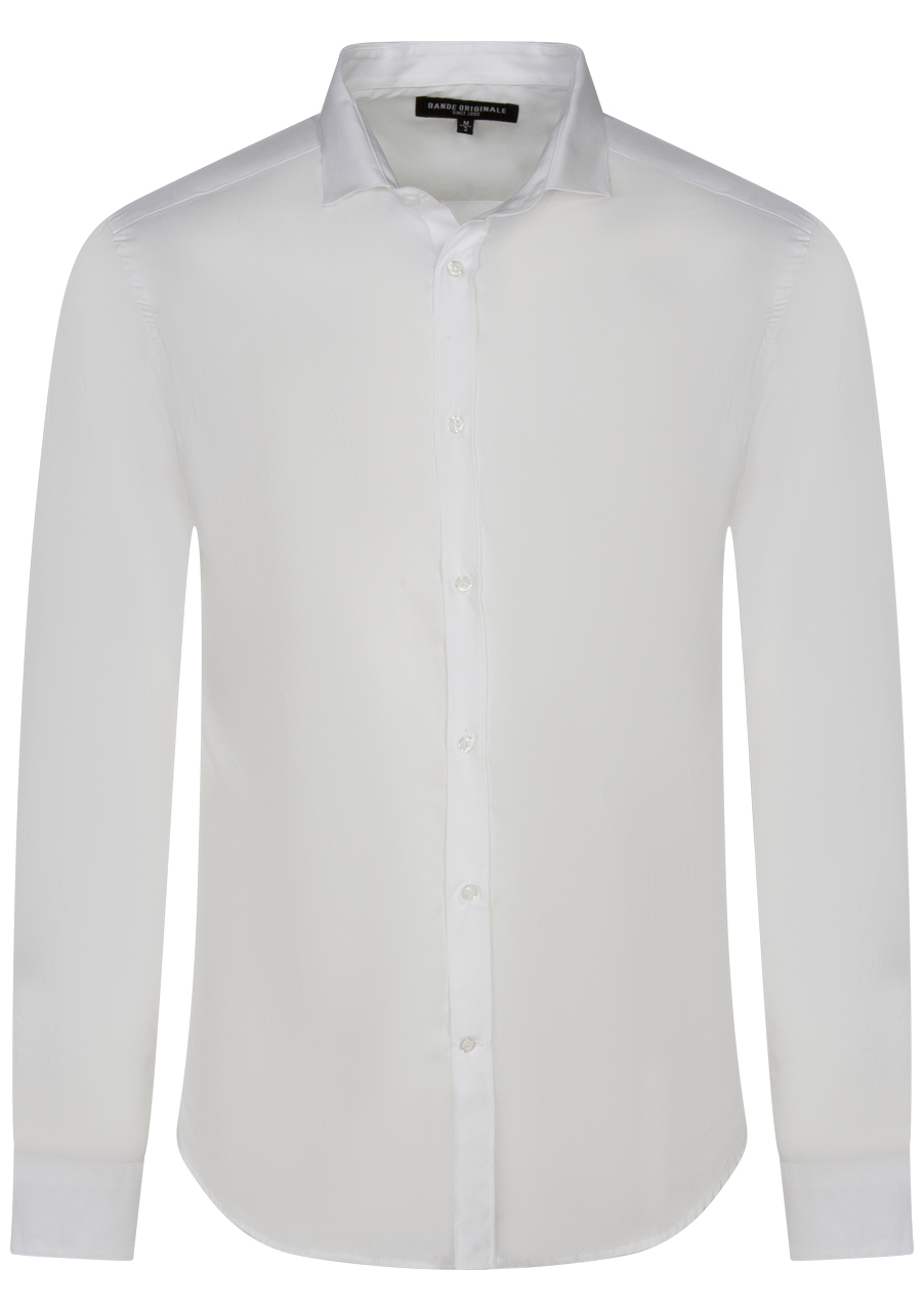 chemise coupe slim bande originale en coton mélangé blanc